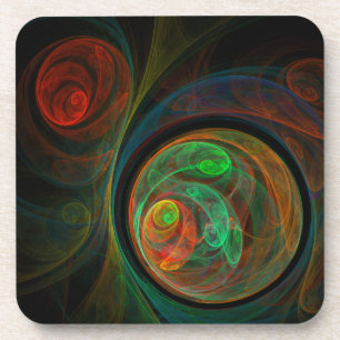 Rebirth Green Abstract Art Cork Coaster