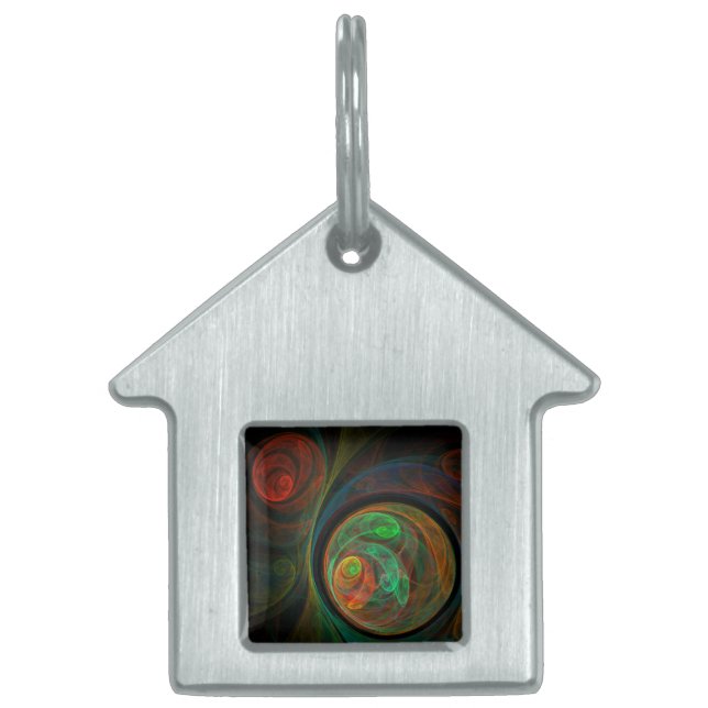 Rebirth Green Abstract Art House Pet Tag (Front)