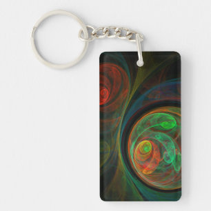 Rebirth Green Abstract Art Key Ring