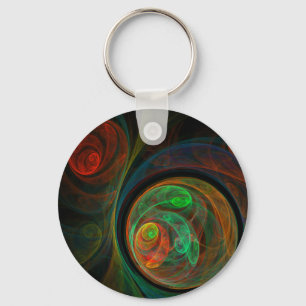Rebirth Green Abstract Art Keychain