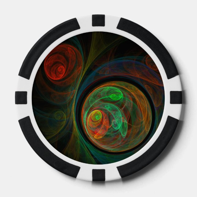 Rebirth Green Abstract Art Poker Chips (Front)