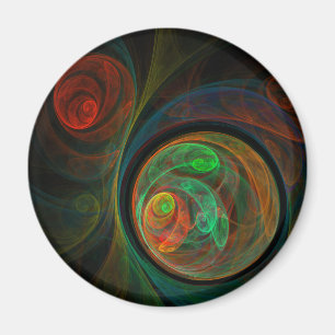 Rebirth Green Abstract Art Round Magnet