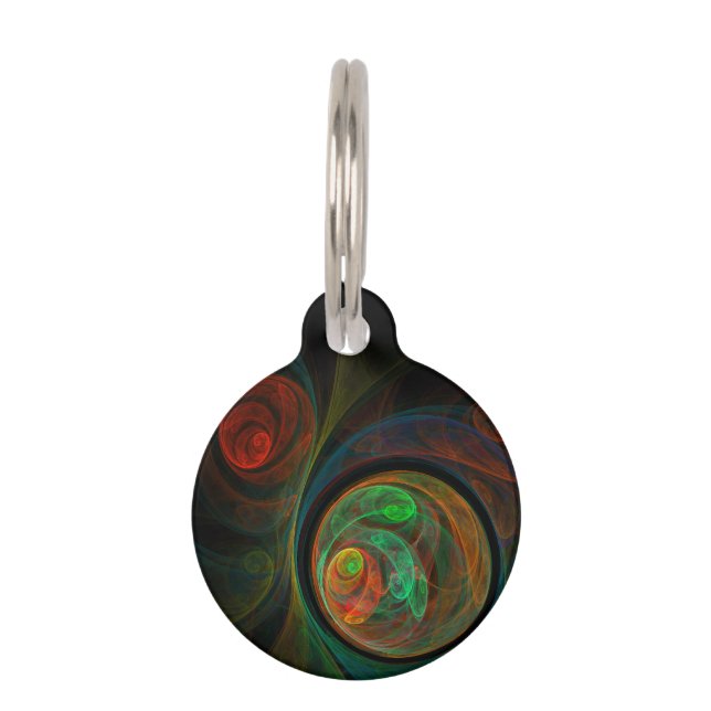 Rebirth Green Abstract Art Round Pet Tag (Front)