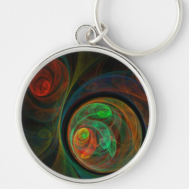 Rebirth Green Abstract Art Small Key Ring (Front)