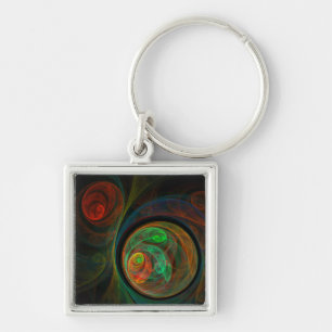 Rebirth Green Abstract Art Small Key Ring