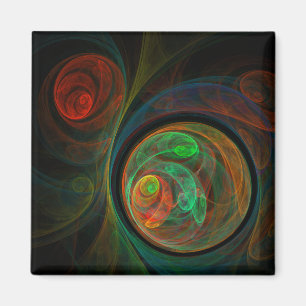 Rebirth Green Abstract Art Square Magnet