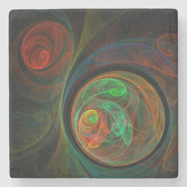 Rebirth Green Abstract Art Stone Coaster (Front)