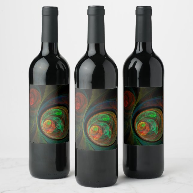 Rebirth Green Abstract Art Wine Label (Bottles)