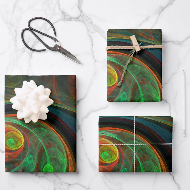 Rebirth Green Abstract Art Wrapping Paper Sheet (Front)