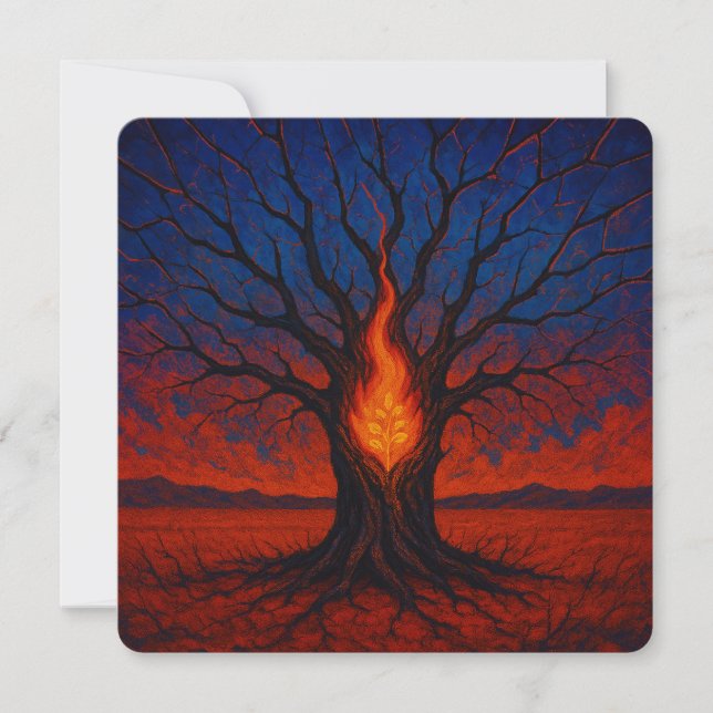 Rebirth in Flames – Surreal Renewal Greeting Card (Front)
