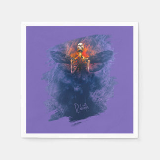 Rebirth. Skeleton with wings rising up Napkin