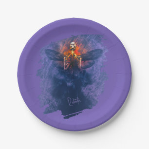 Rebirth. Skeleton with wings rising up Paper Plate