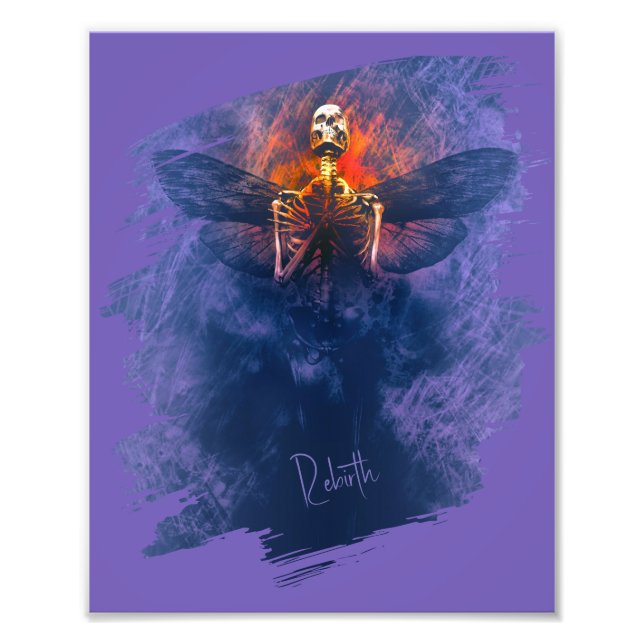 Rebirth. Skeleton with wings rising up Photo Print (Front)