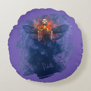 Rebirth. Skeleton with wings rising up Round Cushion
