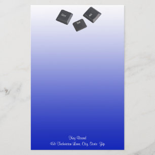 Reboot Personal Computer Keys Blue Gradient Custom Stationery