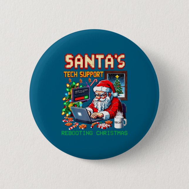 Rebooting Tech Santa's Support Pixel 6 Cm Round Badge (Front)