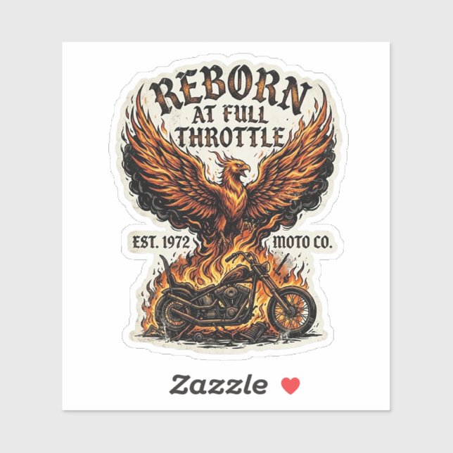 Reborn at Full Throttle Phoenix Motorcycle Biker (Sheet)