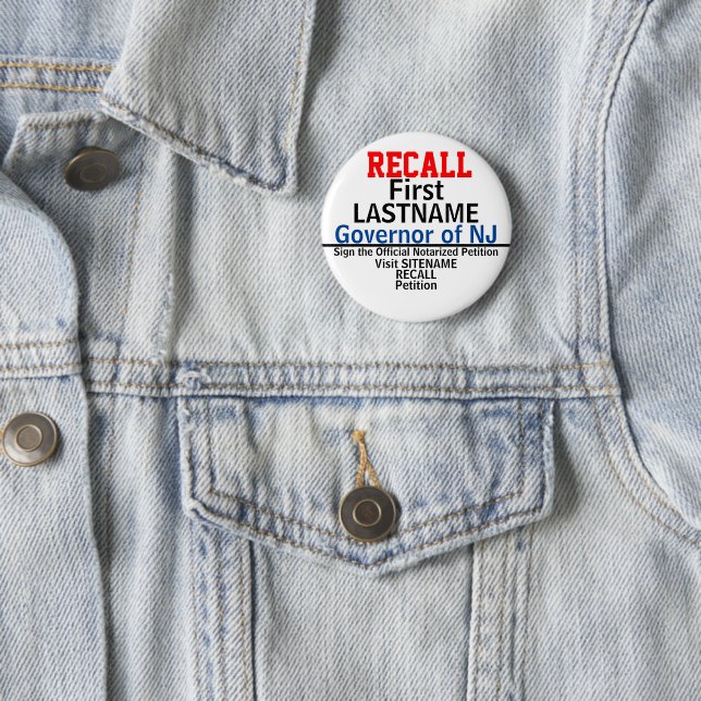 Recall Gov. Edit Any Name State  6 Cm Round Badge (In Situ)