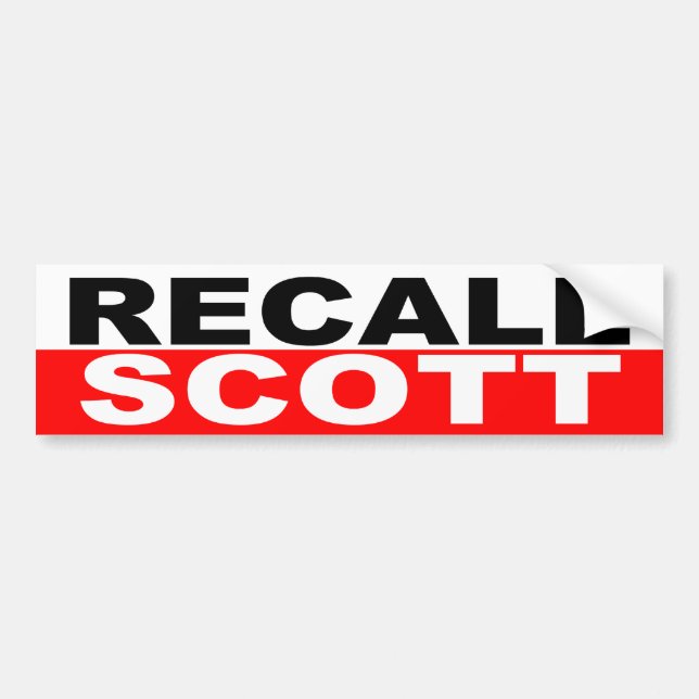 Recall Governor Rick Scott Bumper Sticker (Front)