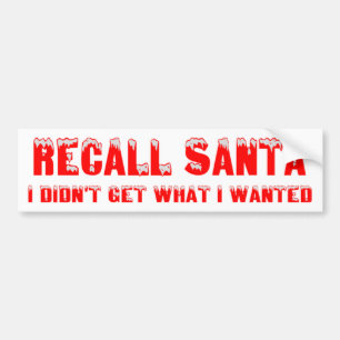 RECALL SANTA Bumper Sticker