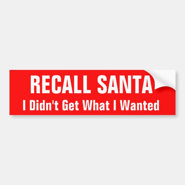 Recall Santa Bumper Sticker (Front)