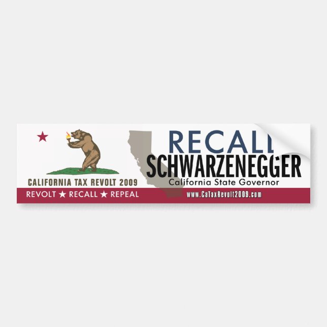 Recall Schwarzenegger Bumper Sticker (Front)