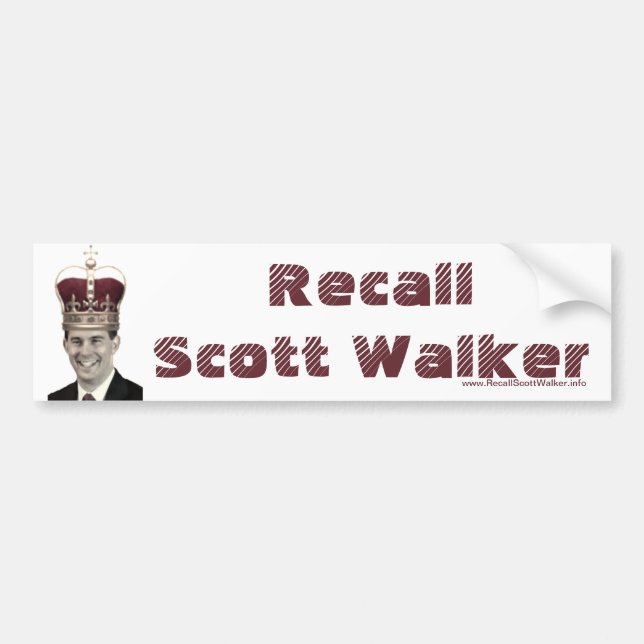 Recall Scott Walker Bumper Sticker (Front)