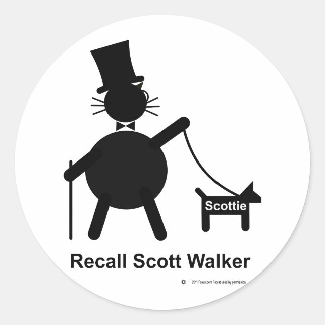 Recall Scott Walker Classic Round Sticker (Front)
