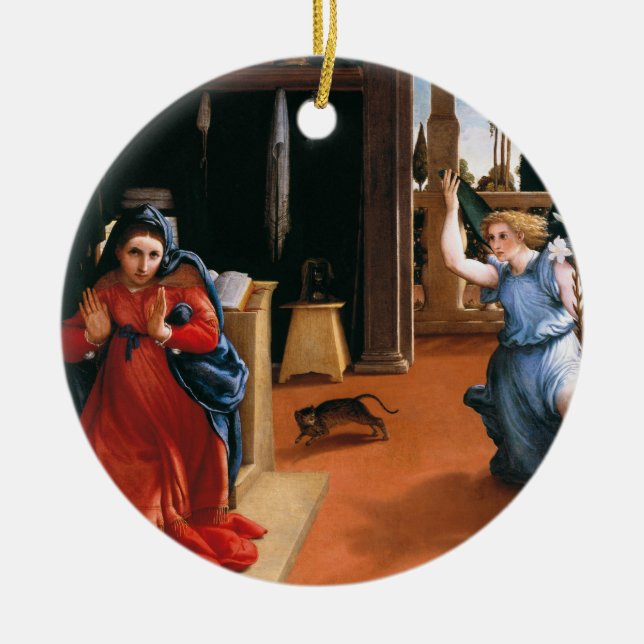 RECANATI ANNUNCIATION by LORENZO LOTTO  Ceramic Ornament (Front)