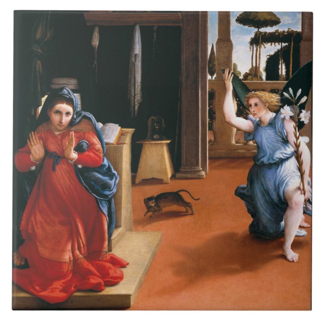 RECANATI ANNUNCIATION by LORENZO LOTTO Ceramic Til Ceramic Tile (Front)