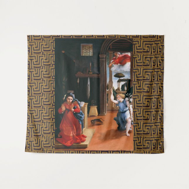 RECANATI ANNUNCIATION by Lorenzo Lotto Tapestry (Front (Horizontal))