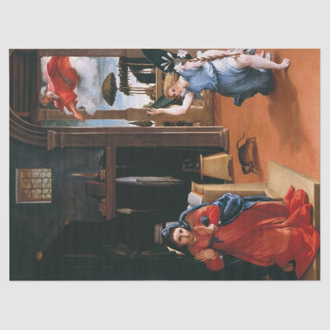 RECANATI ANNUNCIATION by Lorenzo Lotto Tissue Paper (Front)
