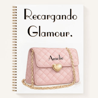 "Recargando Glamour" Funny Pink Purse Personalized Notebook