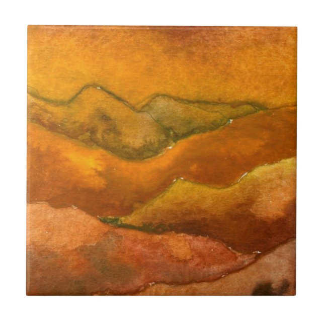 Receding mountains of Appalachia in  brown sunrise Ceramic Tile (Front)
