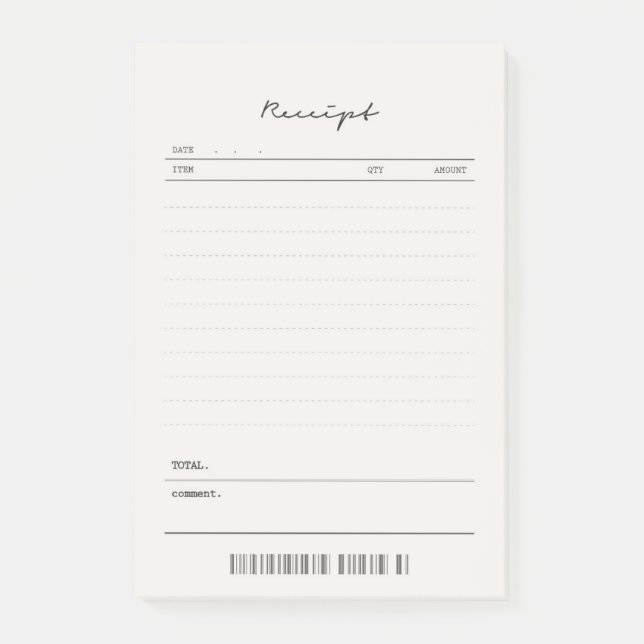 Receipt Post-It Notes l Small Business Receipt (Front)