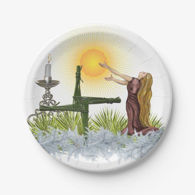 Receive the Sun Blessed Imbolc Wiccan Holiday Paper Plate (Front)