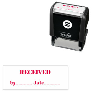 RECEIVED Name and Date Red  Ink Business Self-inking Stamp
