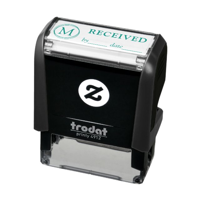 RECEIVED Name Date Monogram Black Green Ink Self-inking Stamp (Product)