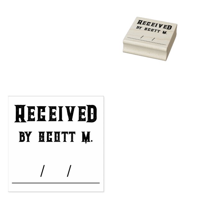 Received Personalised Name Rubber Stamp (Stamped)
