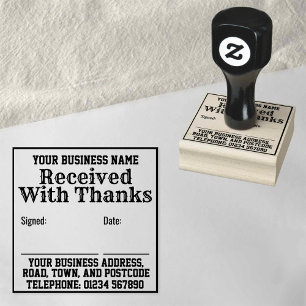 Received With Thanks with Name, Address. Receipt Rubber Stamp