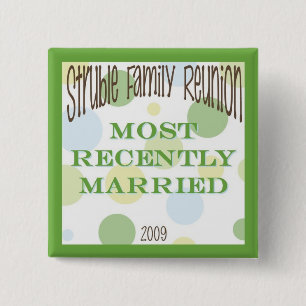 recentwed 15 cm square badge