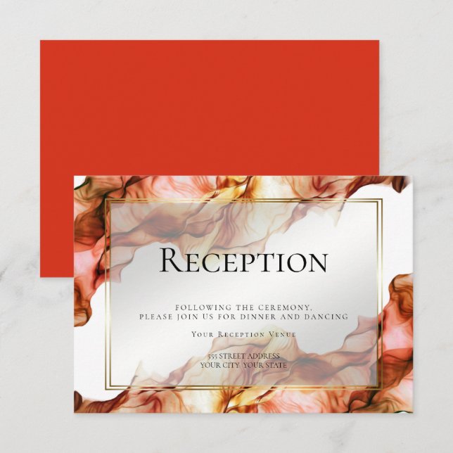 RECEPTION | Abstract Watercolor Autumn Colours 4 Invitation (Front/Back)