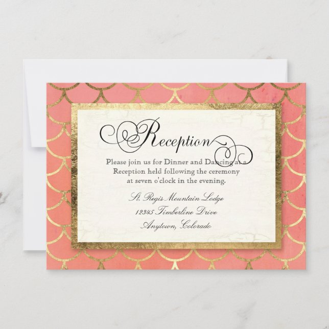 Reception Art Deco Shell Gold Leaf Formal Wedding Invitation (Front)