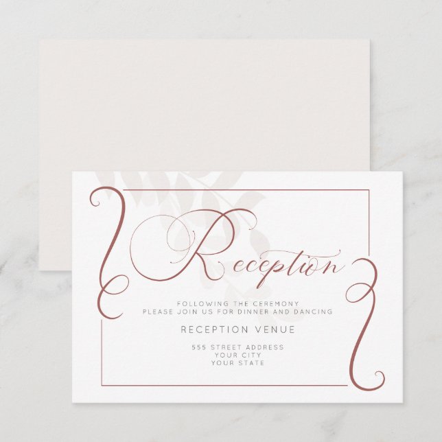 Reception - Barely There Botanical Spice and Cream Invitation (Front/Back)