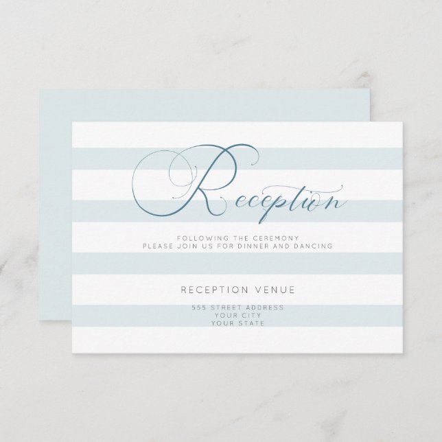 Reception - Barely There Pale Blue Stripes Invitation (Front/Back)