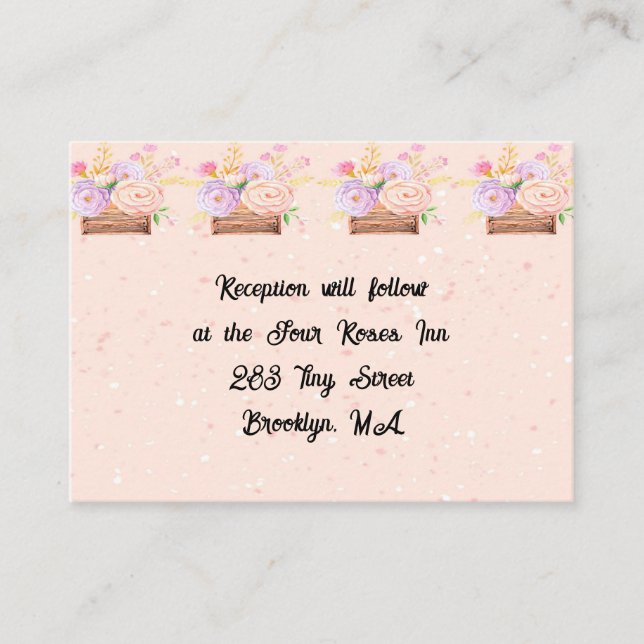 Reception Card for Peach Rustic Wedding & Flowers (Front)