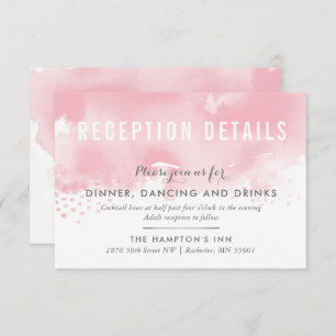 RECEPTION CARD stylish watercolor blush pink grey