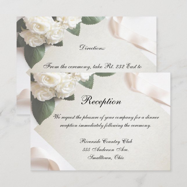Reception Card White Wedding Template Customise (Front/Back)