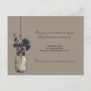 Reception Card Wild Flowers & Mason Jar
