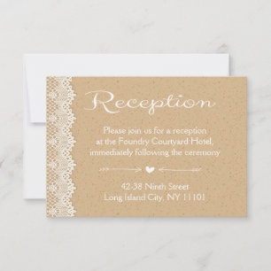 Reception Country Lace Brown And White Wedding Invitation